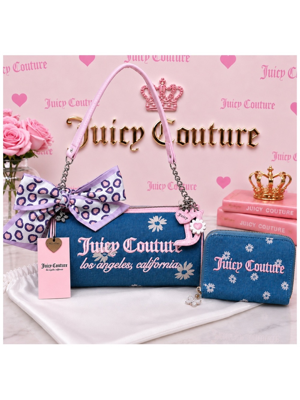 Juicy Couture. 4 Piece: Daisy Barrel Bag & Wallet with Free Scarf & Dust Bag.